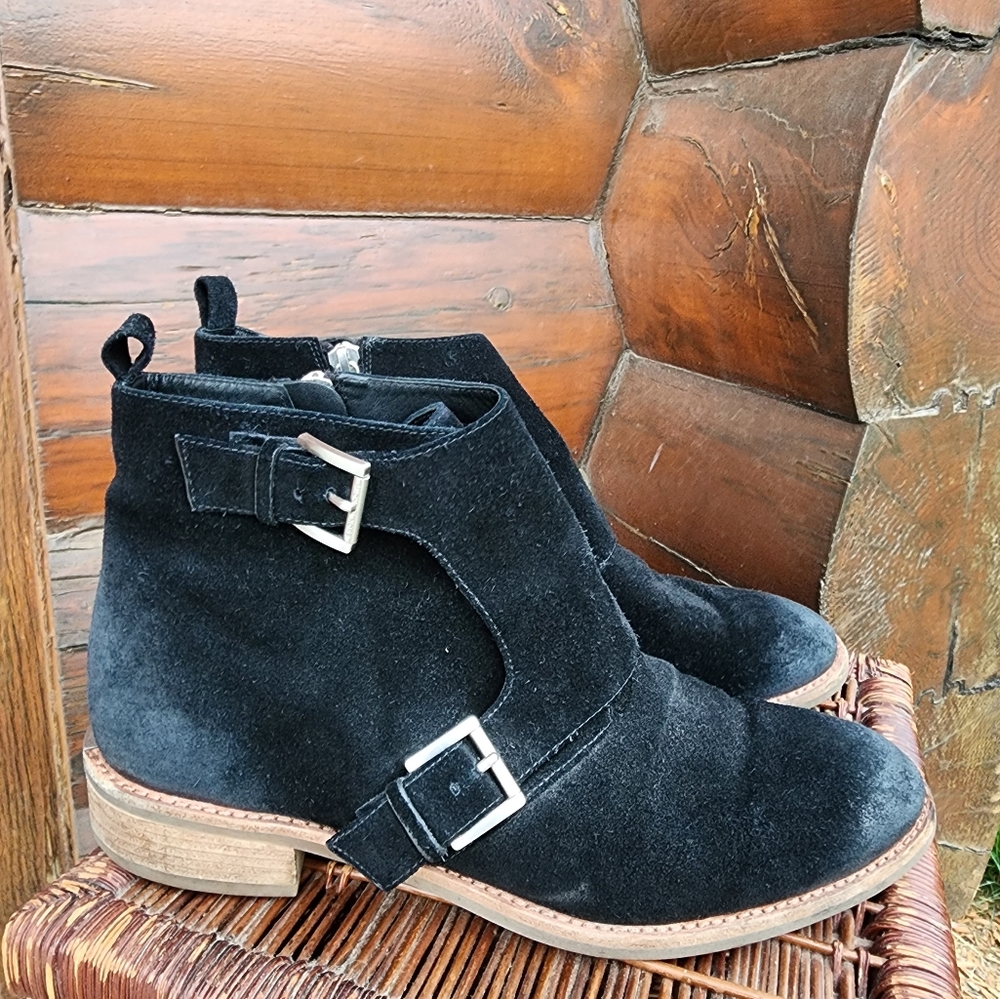 Michael Kors Black Boots Adams BootieWomen Double Monk Strap Shoes MK Size 8.5